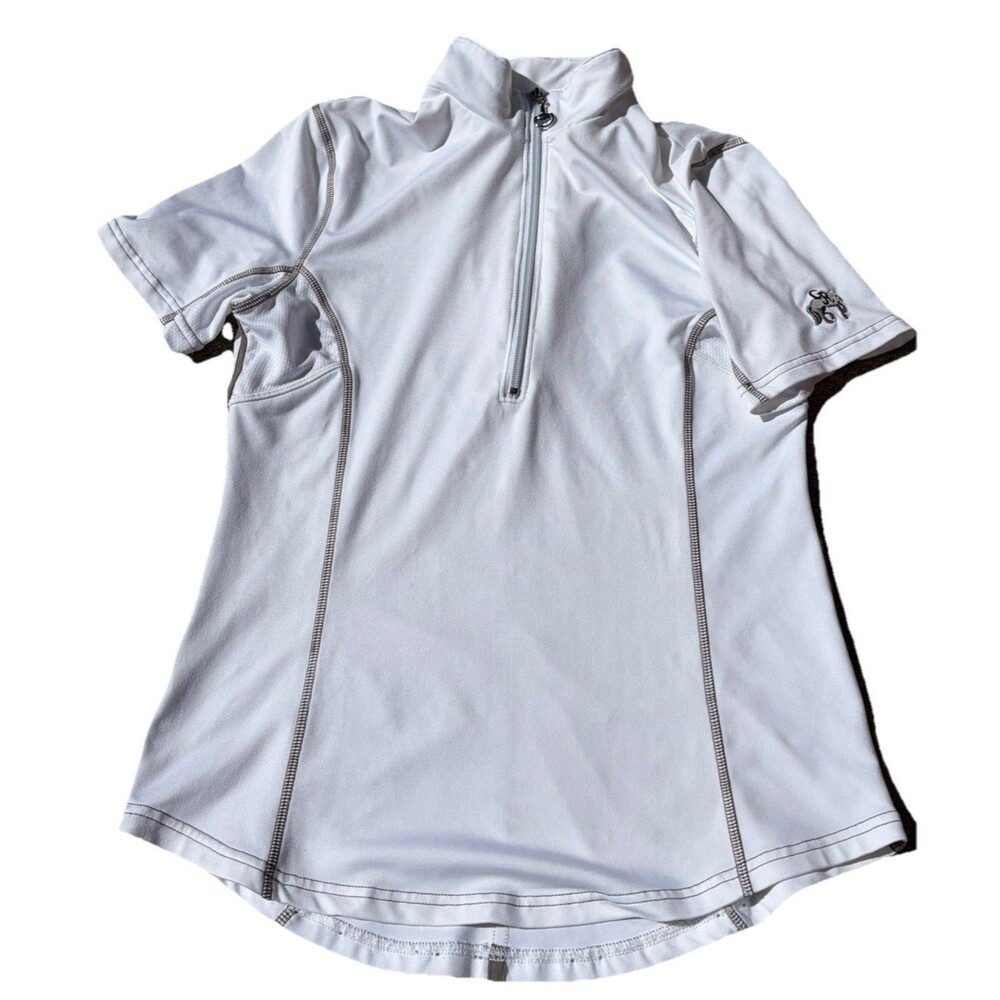 Goode Rider Women's Shirt Medium White 1/2 Zip Stirrup Performance Horse Riding